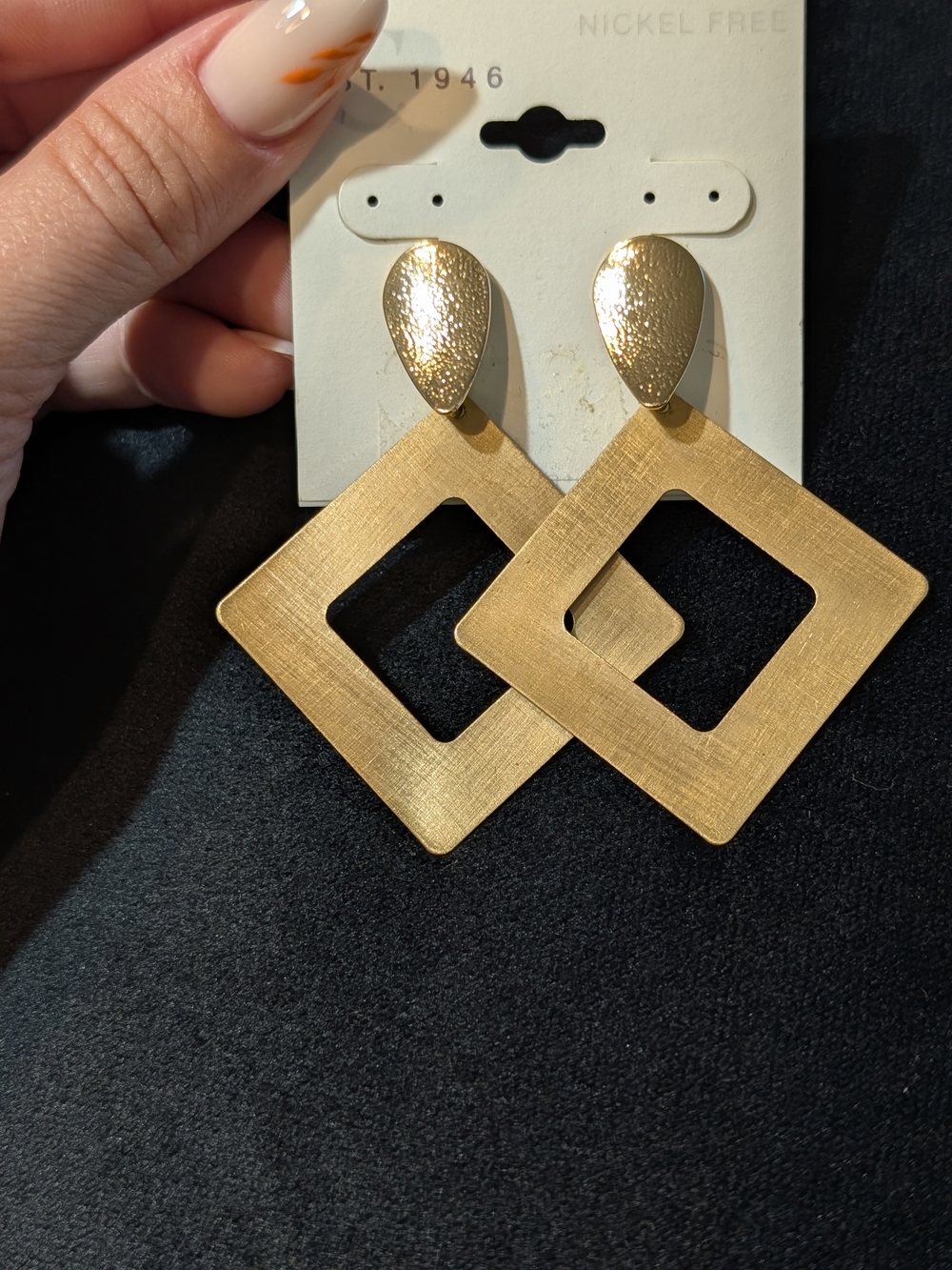 Gold Geometric Square Drop Earrings - Women Jewelry
